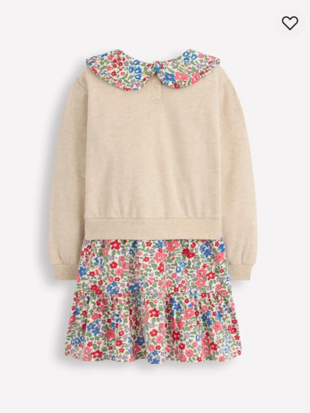Mini Boden - Oatmeal Berry Floral 2-in-1 Collared Sweatshirt Dress, Size 8-9y